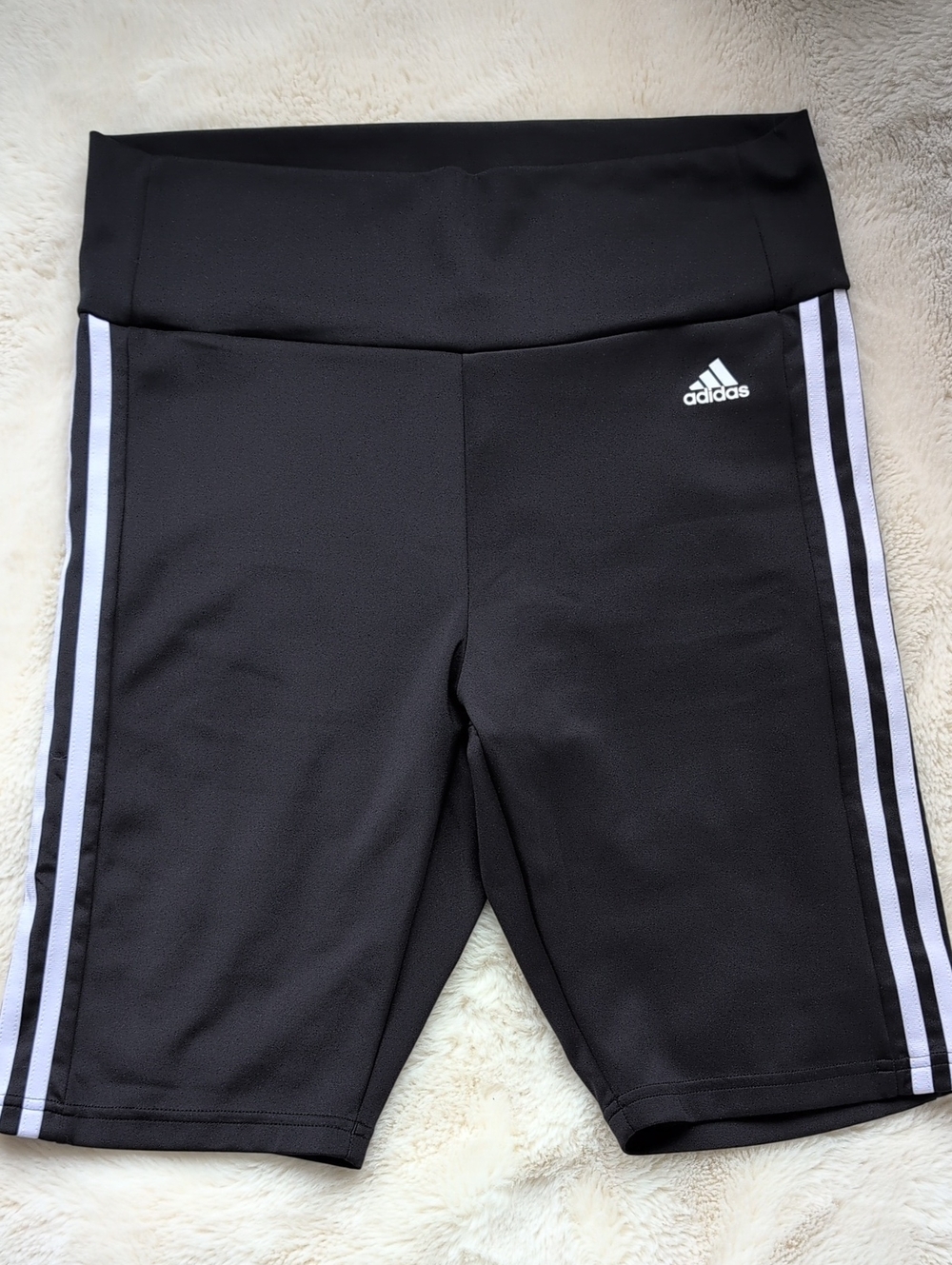 Adidas Black Biker Shorts with White Side Stripes